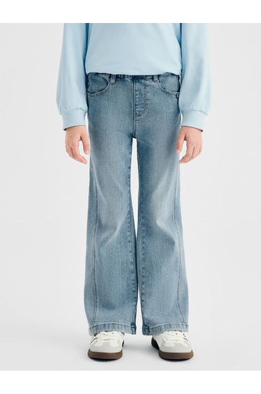 Girls' Flared Denim Pants With Front Seam