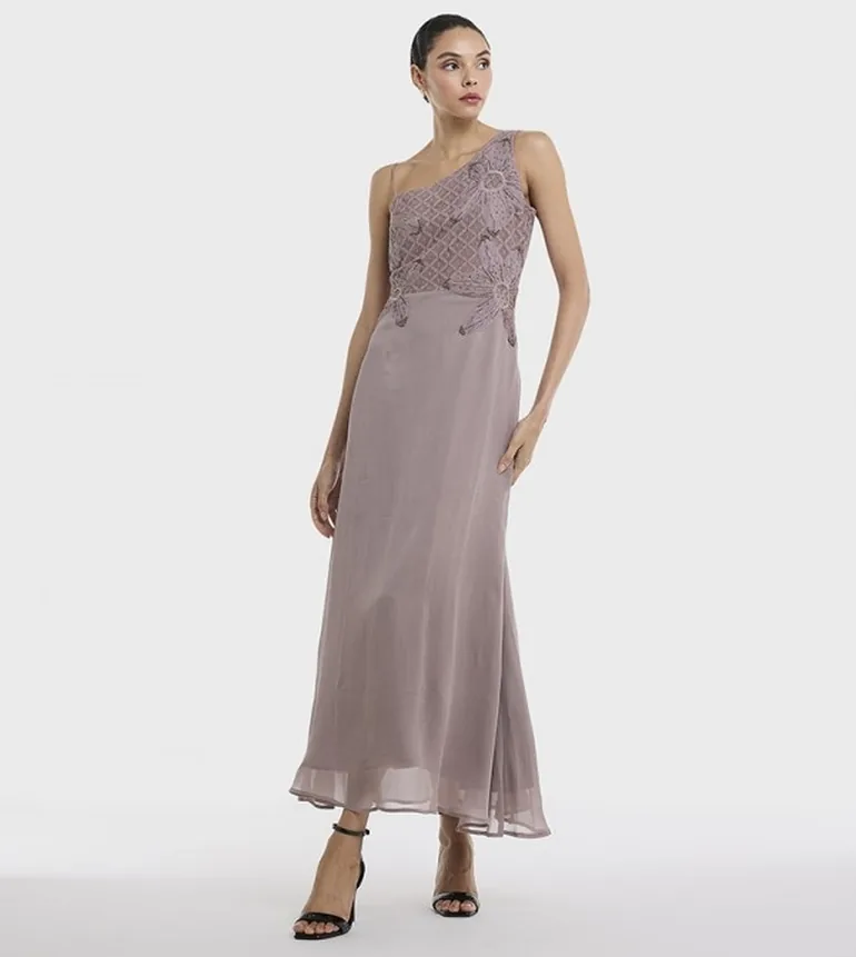 bcbg purple dress one shoulder NWT BCBGMAXAZRIA Purple Satin One-Shoulder Tiered Maxi Dress Sz 2