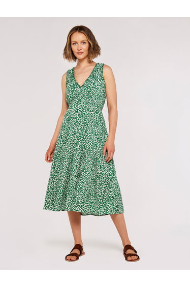 Daisy Print Tiered Midi Dress