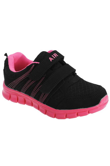 Dek Childrens/Kids Air Sprint Touch Fastening Lightweight Jogger Trainers - Black/Fuchsia