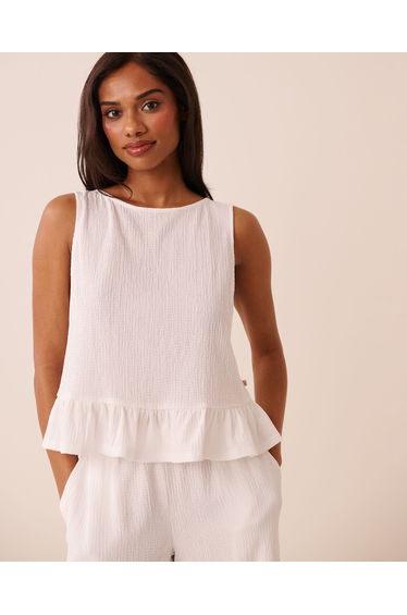 Ruffled Crepe Knit Cami