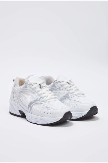 White Lace-Up Mesh Women's Sports Shoes