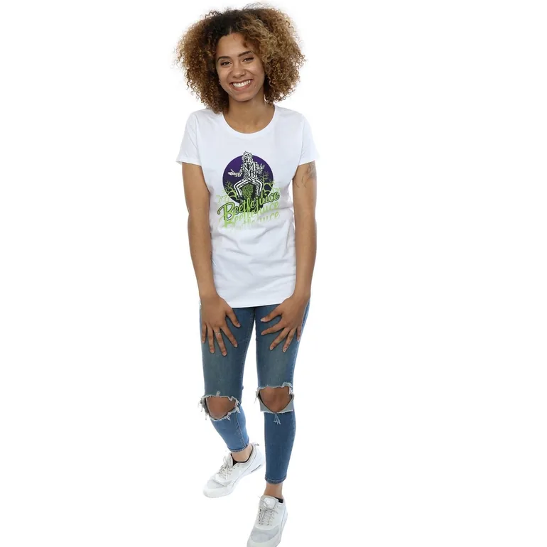 Beetlejuice Womens/Ladies Faded Pose Cotton T-Shirt - White