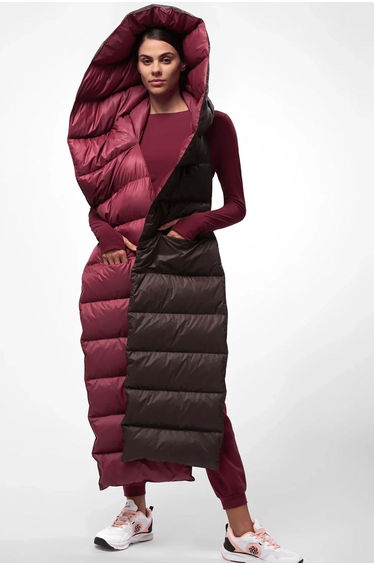 Hooded Down Stole - SEASONAL BURGUNDY