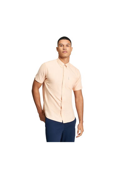 Ben Sherman Mens Signature Oxford Short-Sleeved Shirt - Orange