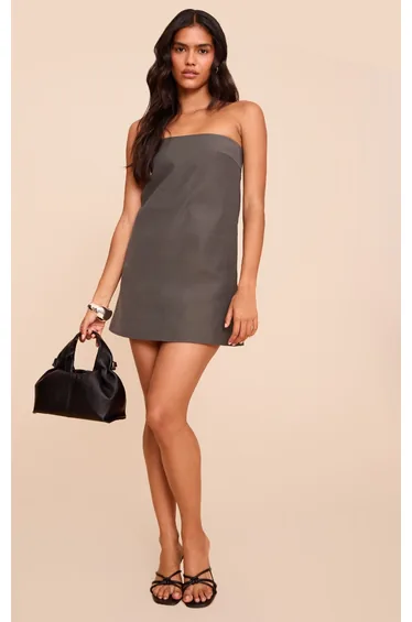 Charcoal Tailored Woven Bandeau Shift Dress