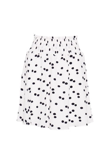 Glamorous White Irregular Spot Shirred Waistband Mini Skirt