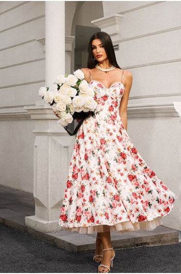 Giada Corset Flowers Maxi Dress