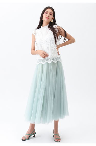 My Secret Garden Tulle Maxi Skirt in Mint