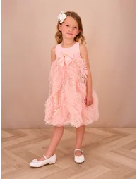 Angels Face Girls Dylas Ruffle Sequin Dress in Pink