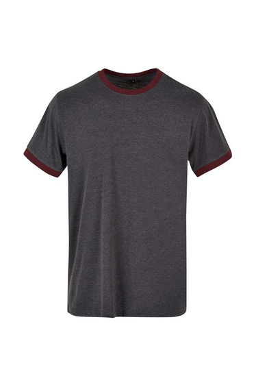 Mens T-Shirt - Charcoal/Cherry