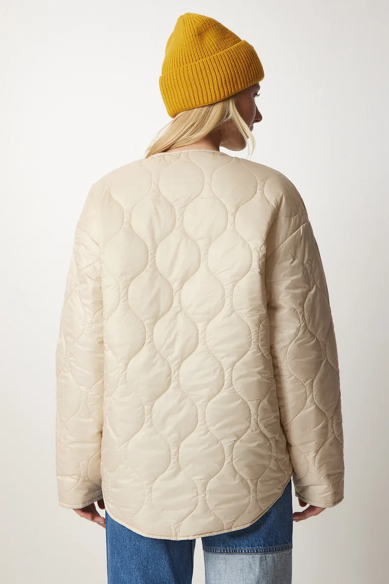 Women's Cream Ecru Reversible Quilted jacket - 12