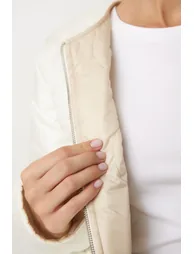 Women's Cream Ecru Reversible Quilted jacket - 11