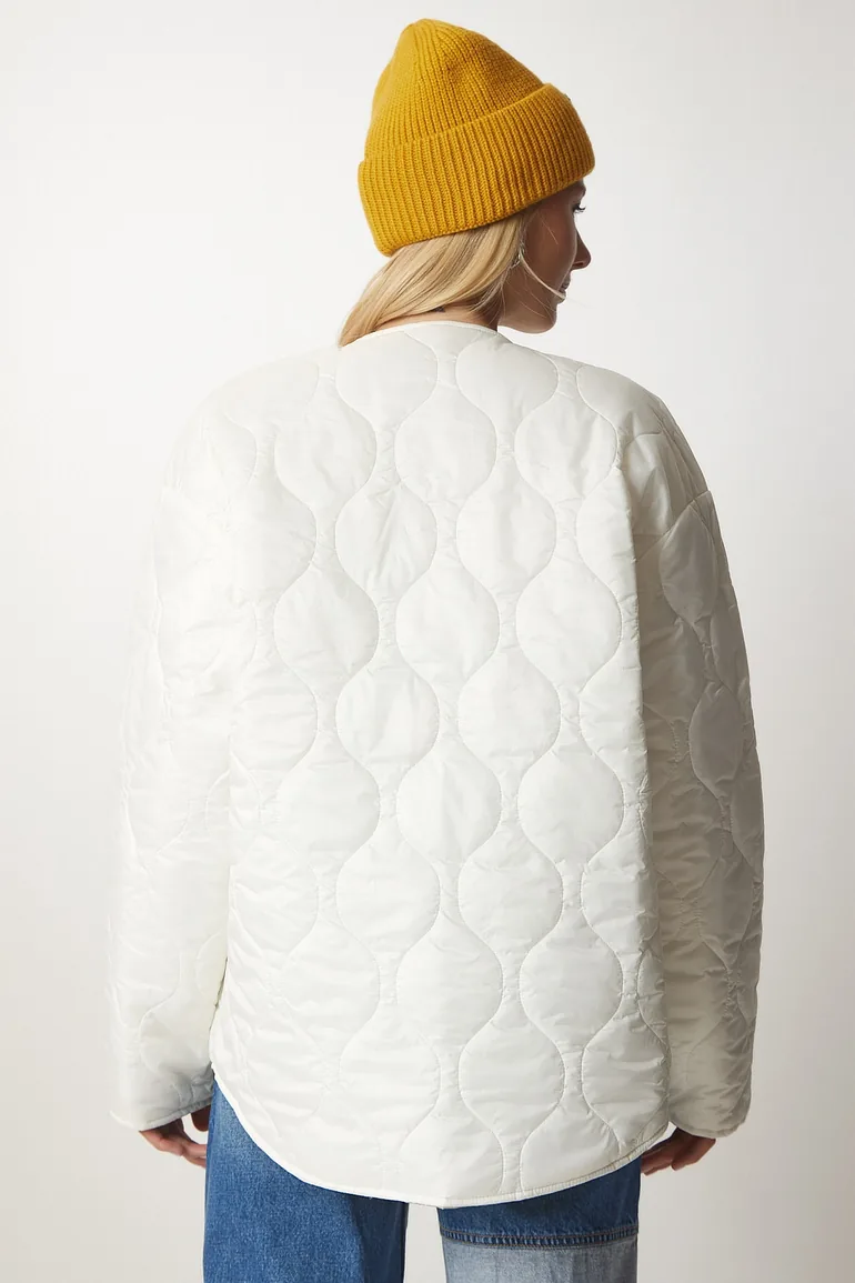 Women's Cream Ecru Reversible Quilted jacket - 13