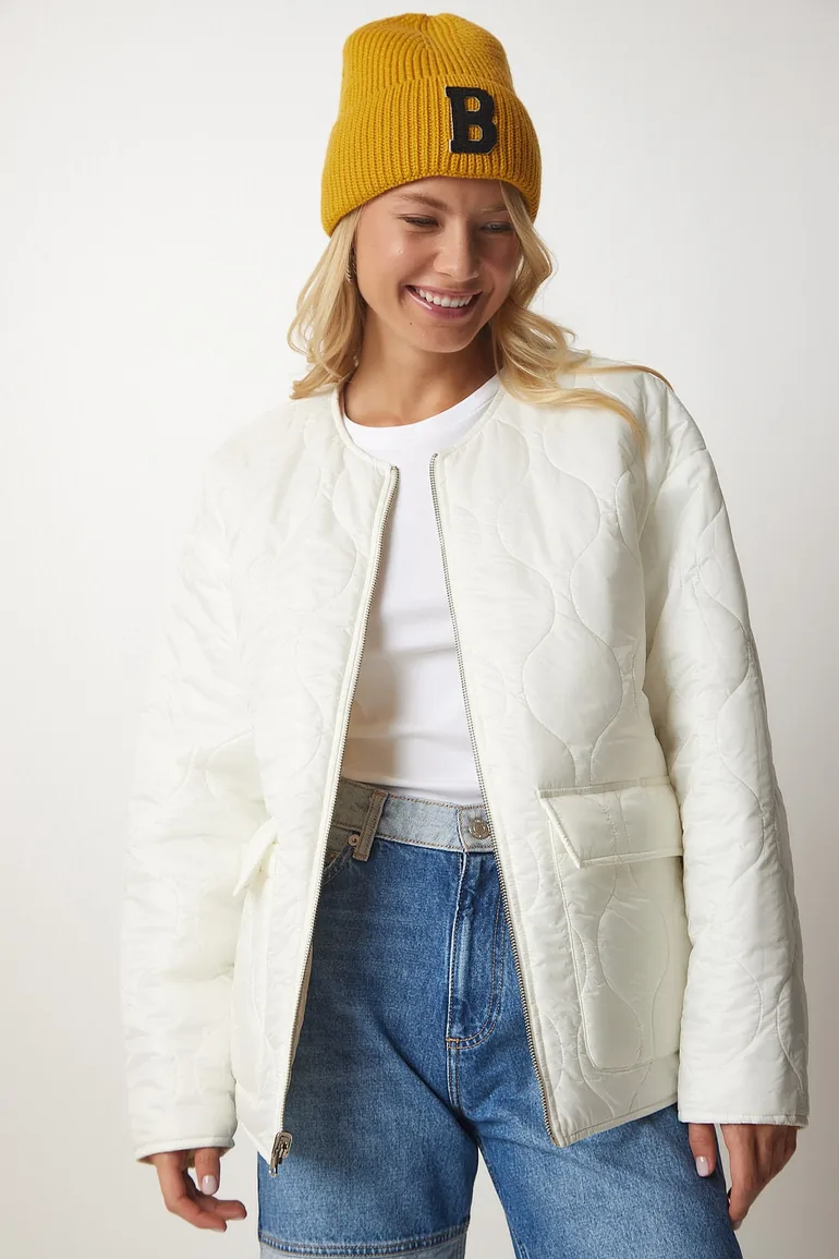 Women's Cream Ecru Reversible Quilted jacket - 9