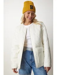 Women's Cream Ecru Reversible Quilted jacket - 9