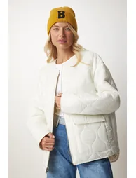 Women's Cream Ecru Reversible Quilted jacket