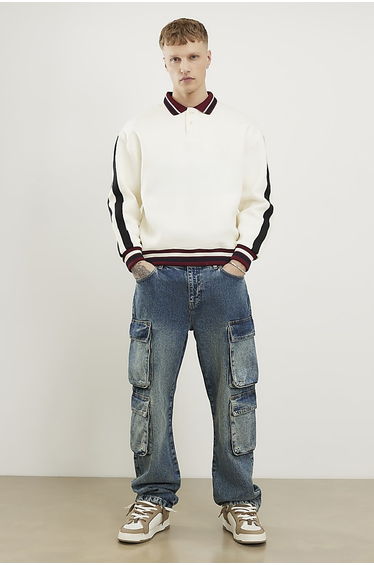 Blue Loose Fit Cargo Jeans