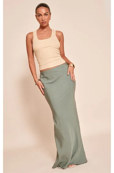 Slate Grey Tencel Basic Maxi Skirt