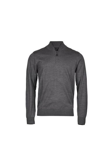 Tee Jays Mens Half Zip Sweatshirt - Grey Melange