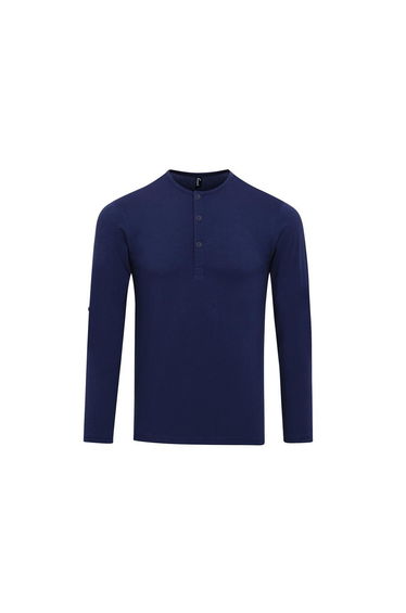 Premier Mens Long John Roll Sleeve T-Shirt - Indigo