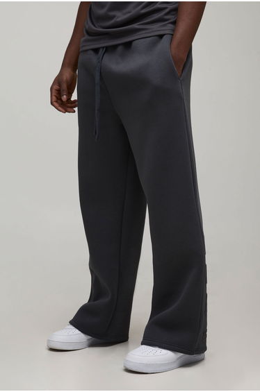 Wide Leg Deboss Motorsport Jogger - charcoal