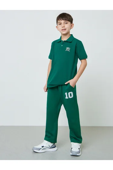Teen Boys Dark Green Graphic Print Joggers