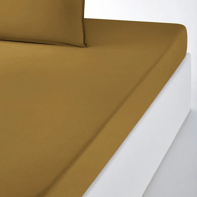 شرشف سرير قطن مغسول سادة بحواف مطاطية