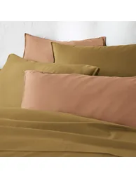 شرشف سرير قطن مغسول سادة بحواف مطاطية - 4