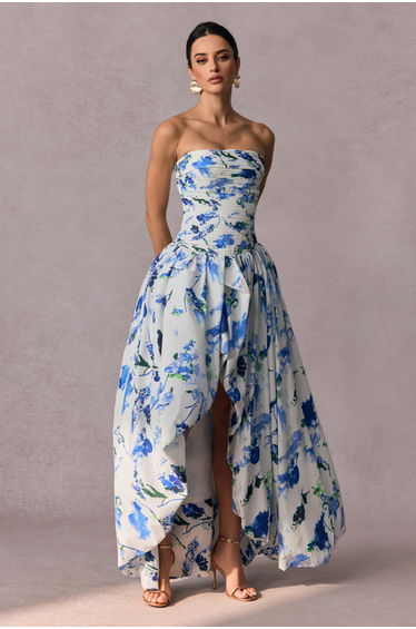 Juliana Floral Print Bubble Hem Maxi Dress