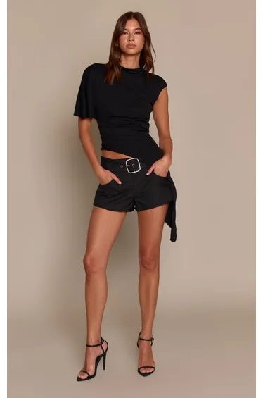 Black Burnout Mesh Extreme Asymmetric Top
