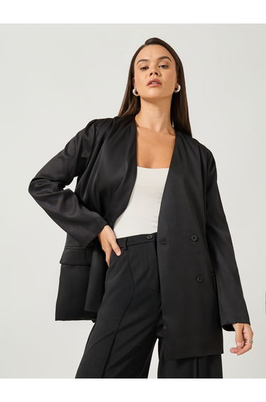 Solid Regular Fit Regular Length Double Breasted Blazer
