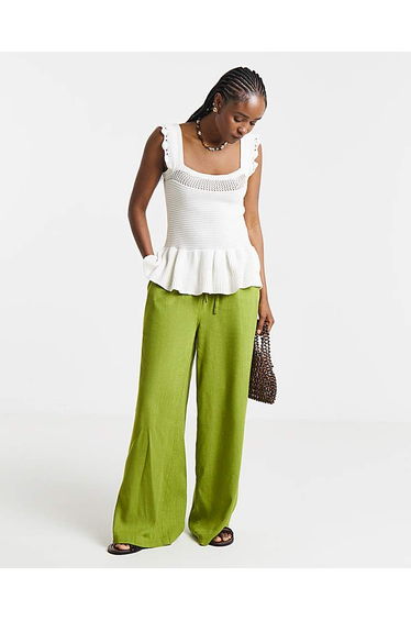 Crochet Square Neck Frill Top