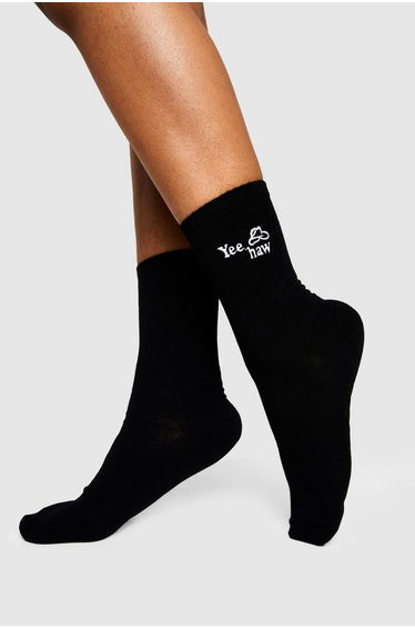 Western Embroidered Sports Socks 2 Pack - multi