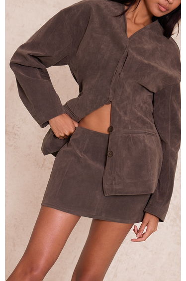 Khaki Suede Mini Skirt