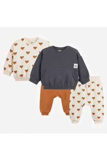 2 Sweatshirts and Joggers in Fleece in 2-Piece Sets with Fox Theme