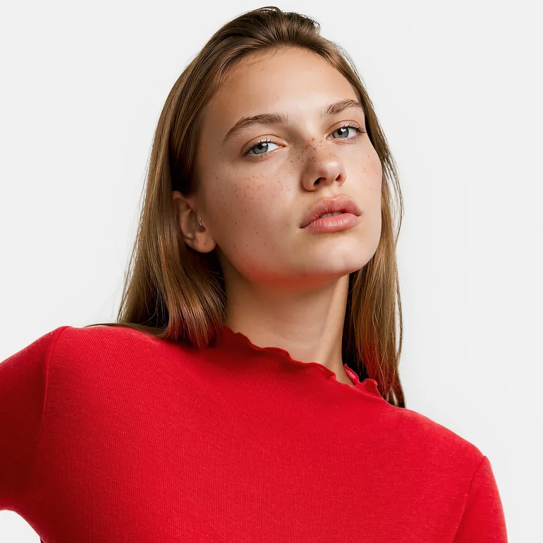 Lyocell/Wool Long Sleeve High Neck T-Shirt - 2