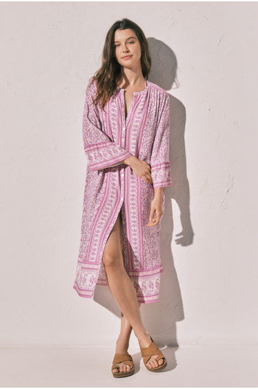 Long camisole with floral print border