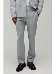 Dogtooth Straight Fit Tailored Trousers - grey - 1