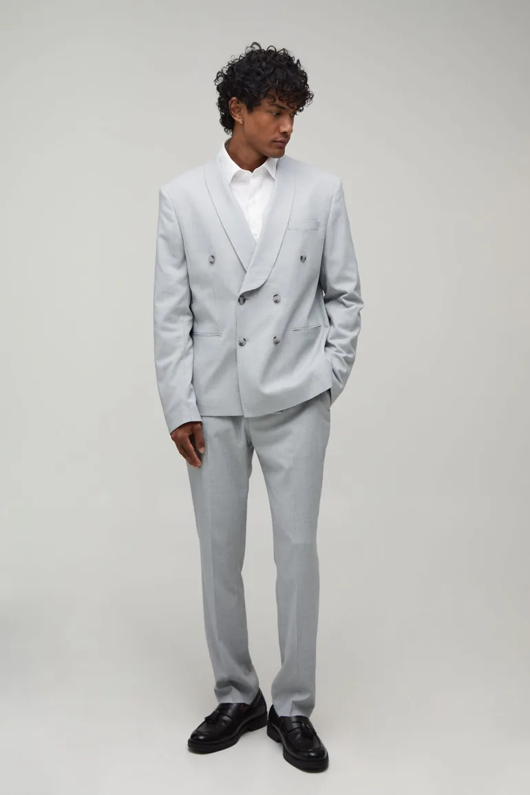Dogtooth Straight Fit Tailored Trousers - grey