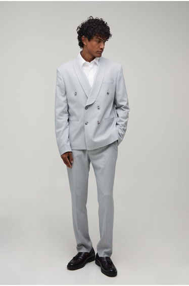 Dogtooth Straight Fit Tailored Trousers - grey