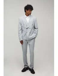 Dogtooth Straight Fit Tailored Trousers - grey