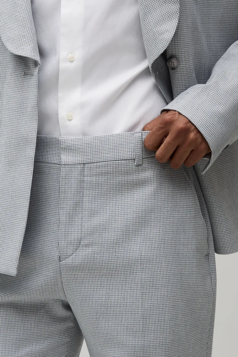 Dogtooth Straight Fit Tailored Trousers - grey - 3