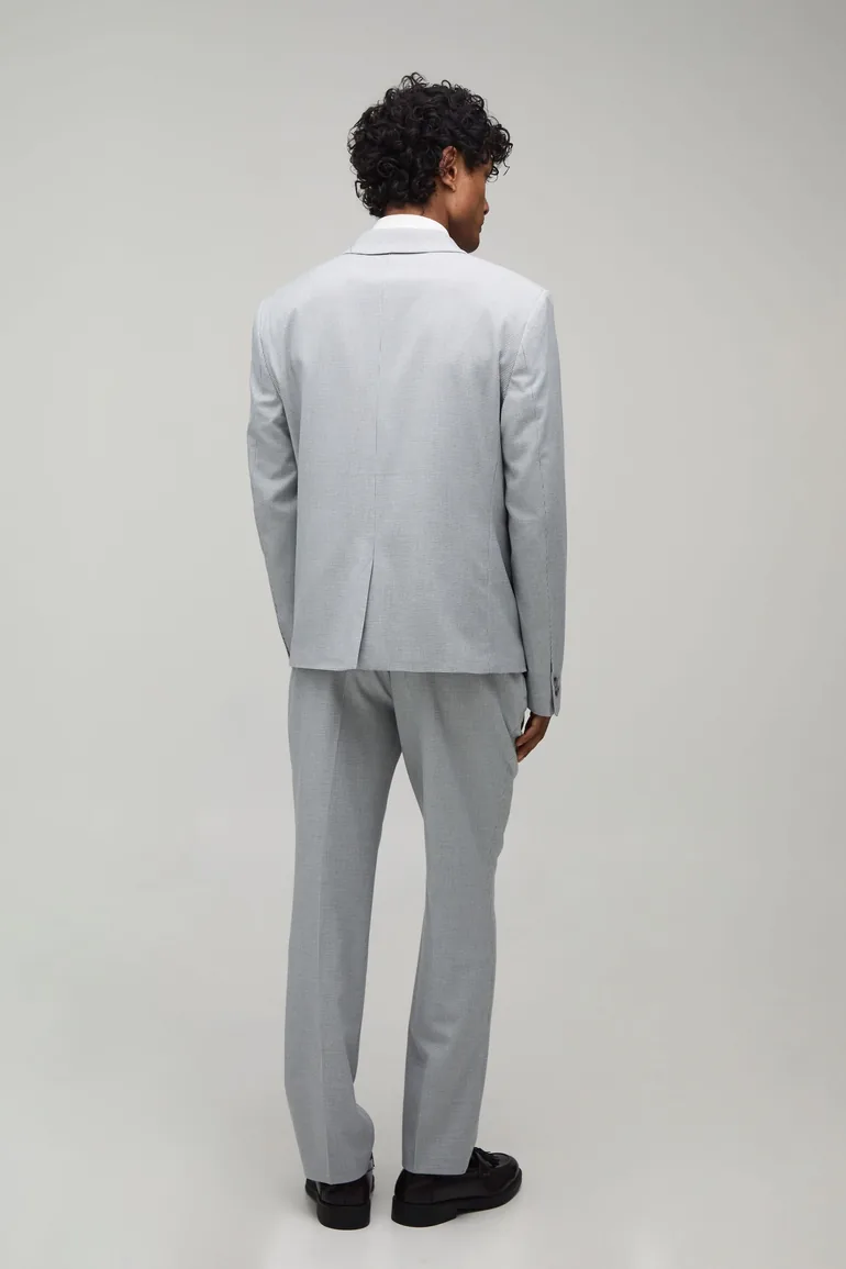 Dogtooth Straight Fit Tailored Trousers - grey - 2