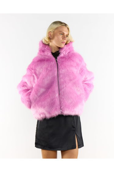 Glamorous Candy Pink Faux Fur Hooded Jacket