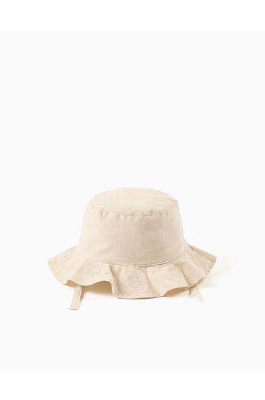 HAT EMBROIDERY For BABY GIRL LIGHT BEIGE