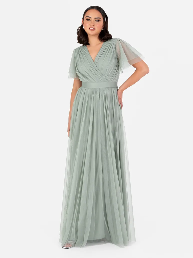 Shop Anaya With Love Recycled Frosty Green Tulle Faux Wrap Short Sleeve Maxi Dress Online in Bahrain Shop Anaya With Love Recycled Frosty Green Tulle Faux Wrap Short Sleeve Maxi Dress Online in Bahrain