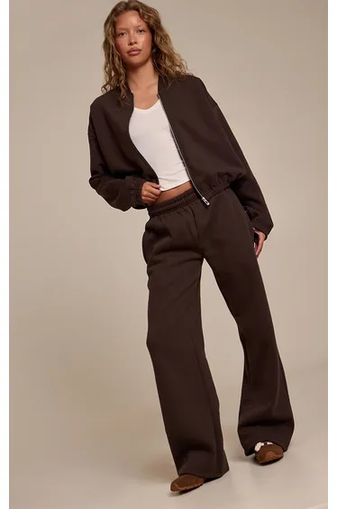 Espresso Cotton Fleece Straight Leg Sweatpants