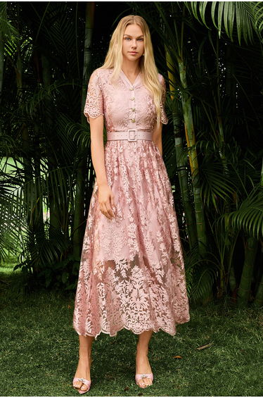Anne Embroidered Dress With Belt