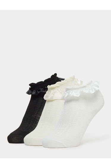 Pack of 3 - Girls Ruffled Ankle Socks